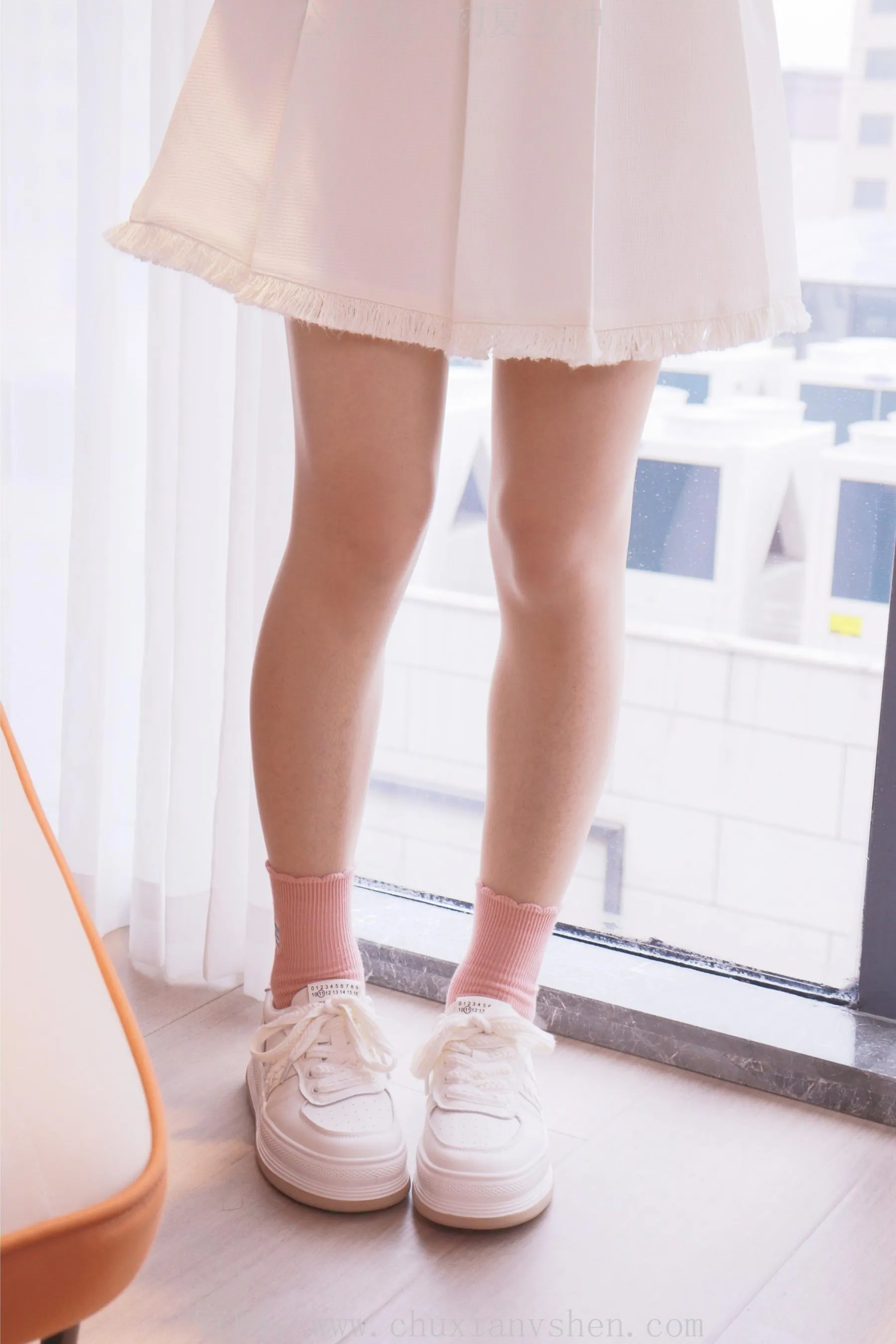 初夏女神 NO.012 沙沙S码粉白色套搭配小白鞋 [104P]插图9